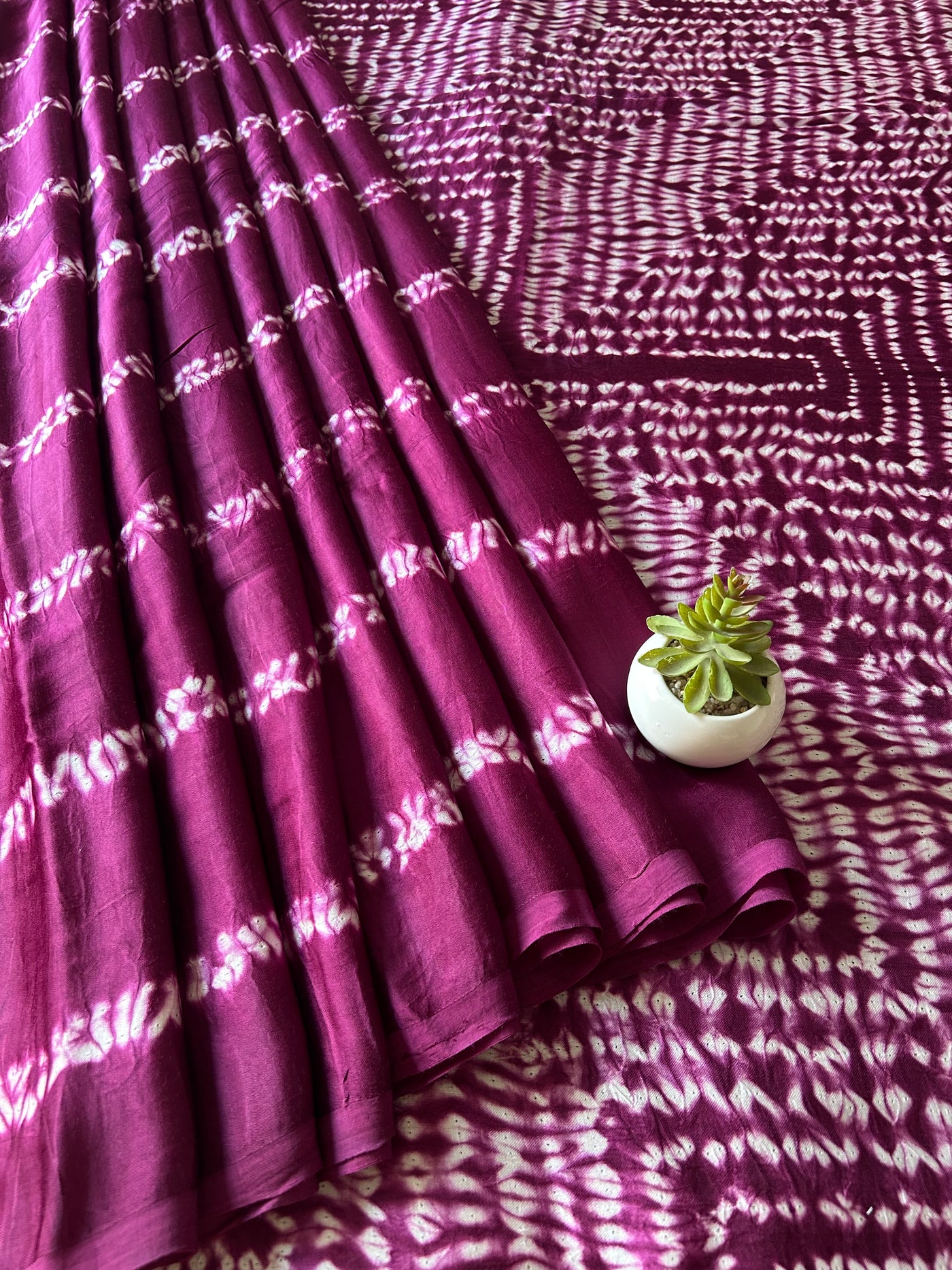 Damyanti: Handmade Shibori Dyed Modal Silk Tissue Pallu Saree