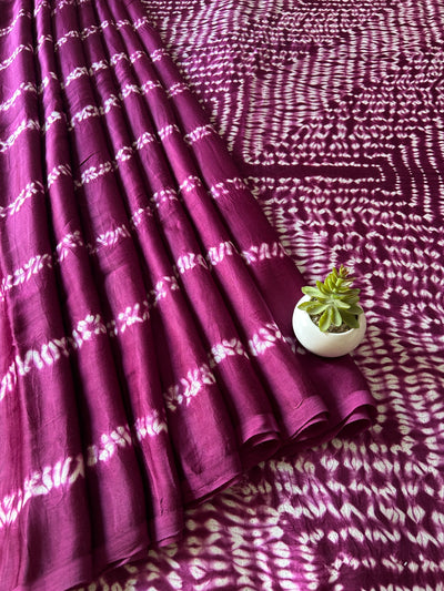 Damyanti: Handmade Shibori Dyed Modal Silk Tissue Pallu Saree