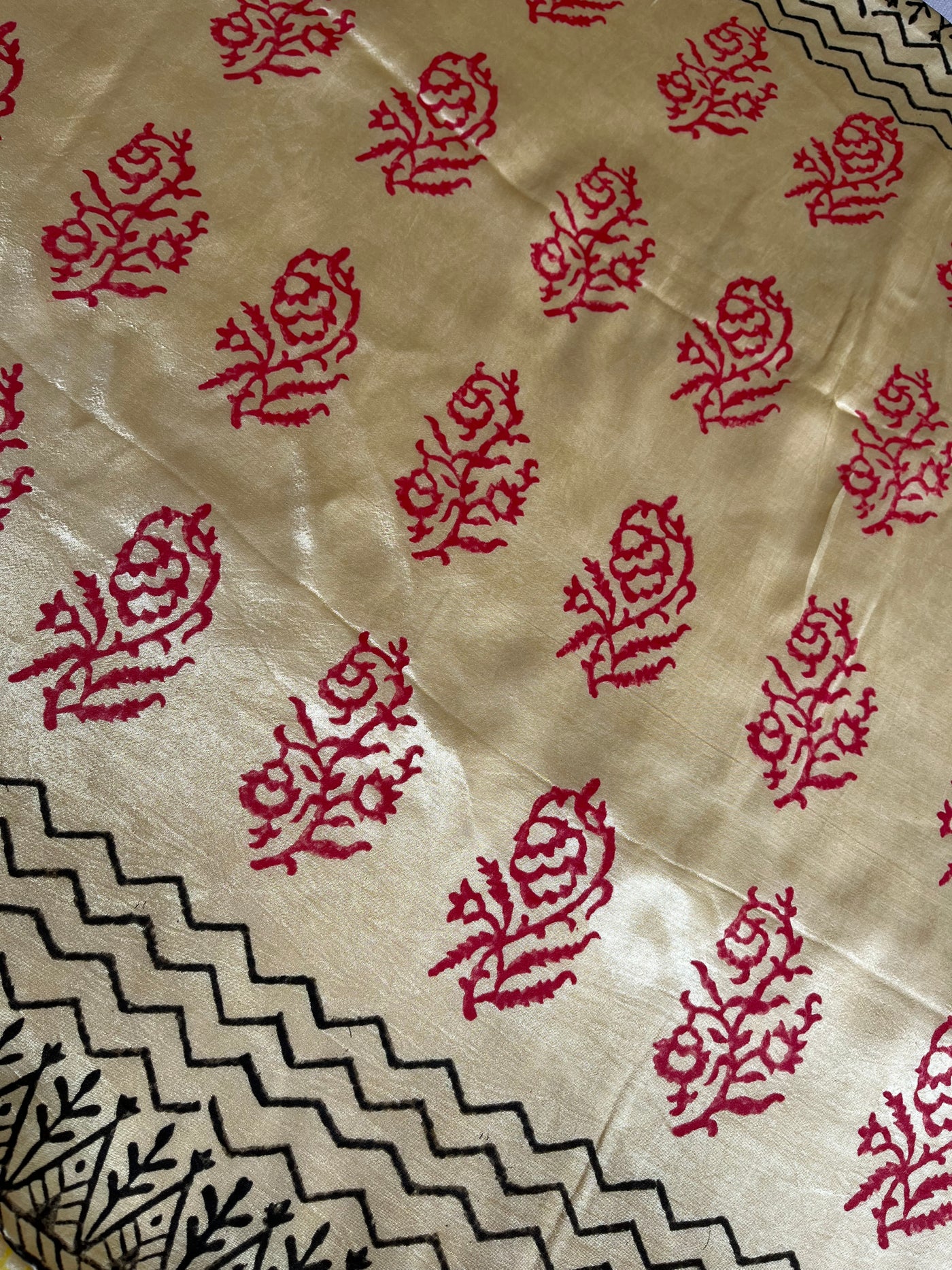 RUPA: HANDBLOCK BAGRU PRINTED ICE BLUE MODAL SILK SAREE