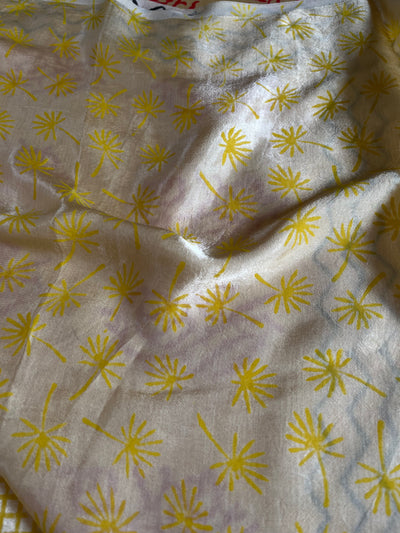 RUPA: HANDBLOCK BAGRU PRINTED ICE BLUE MODAL SILK SAREE
