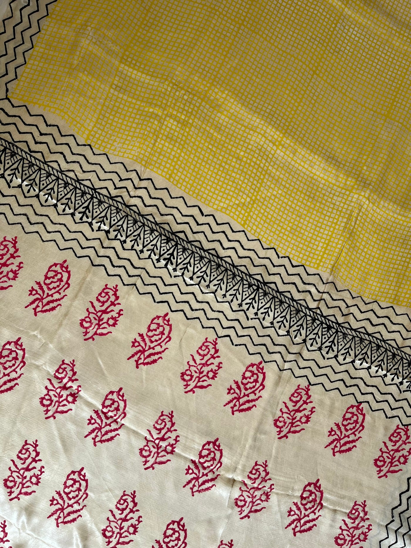 RUPA: HANDBLOCK BAGRU PRINTED ICE BLUE MODAL SILK SAREE