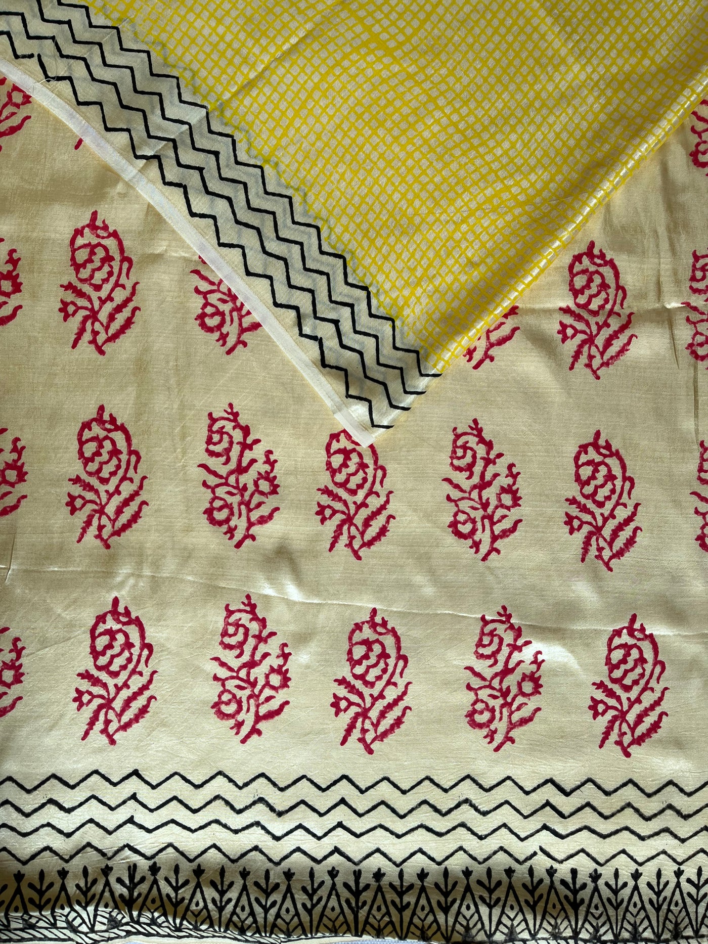 RUPA: HANDBLOCK BAGRU PRINTED ICE BLUE MODAL SILK SAREE