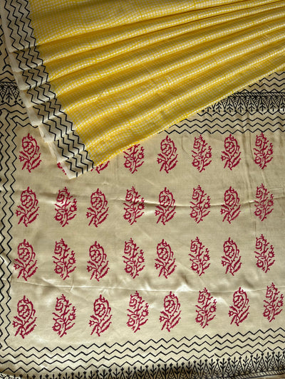 RUPA: HANDBLOCK BAGRU PRINTED ICE BLUE MODAL SILK SAREE