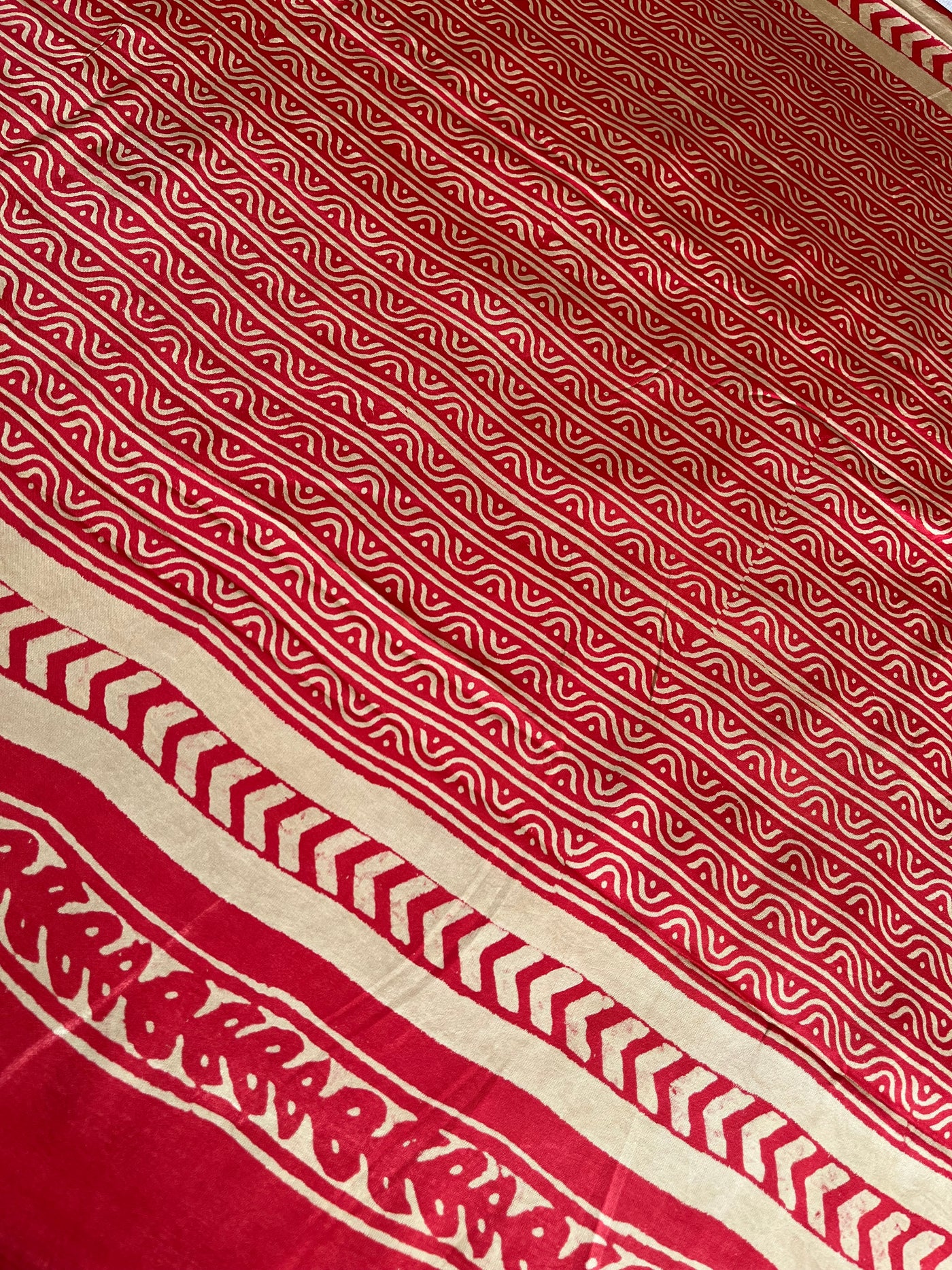 NEELAM: HANDBLOCK BAGRU PRINTED ICE BLUE MODAL SILK SAREE