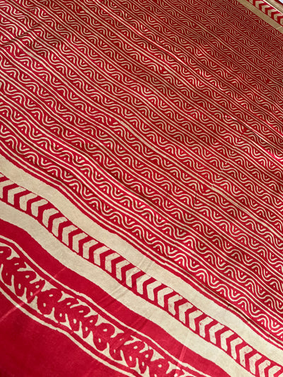 NEELAM: HANDBLOCK BAGRU PRINTED ICE BLUE MODAL SILK SAREE