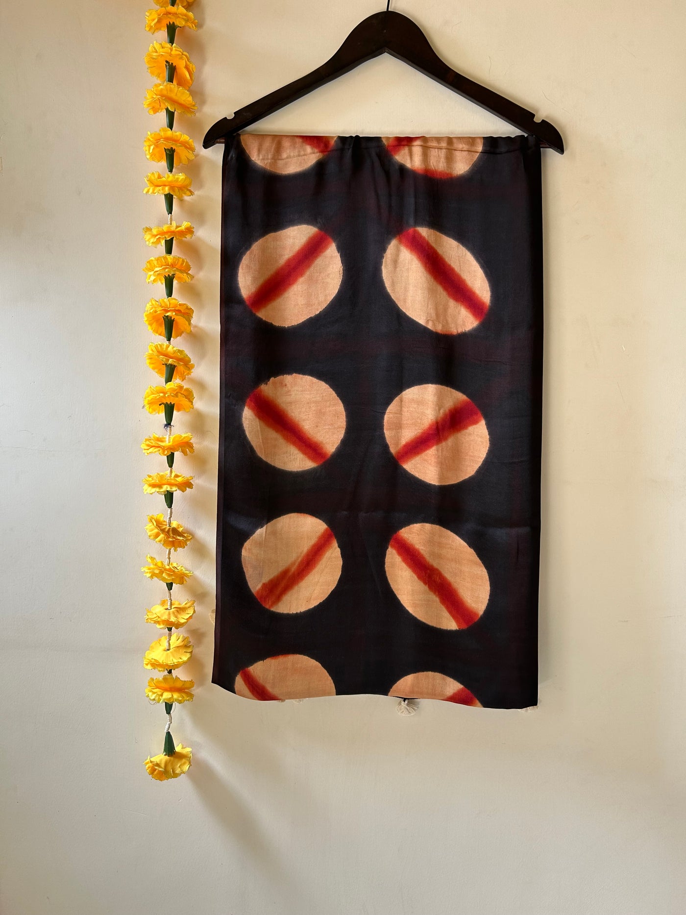 JANKI: Handmade Clamp Dyed- Ajrakh Modal Silk Saree