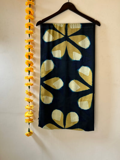 VIHANA: Handmade Clamp Dyed- Ajrakh Modal Silk Saree