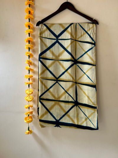YUTIKA: Handmade Clamp Dyed- Ajrakh Modal Silk Saree