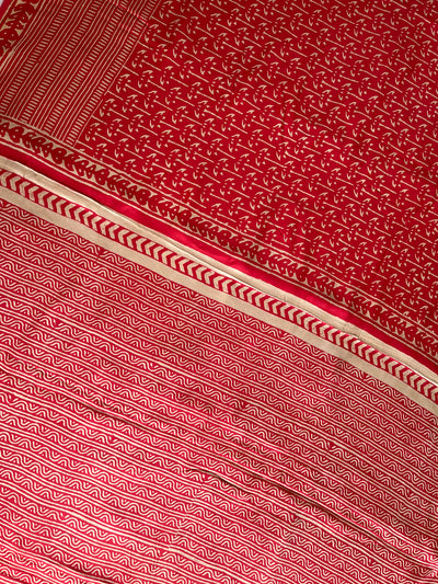 NEELAM: HANDBLOCK BAGRU PRINTED ICE BLUE MODAL SILK SAREE