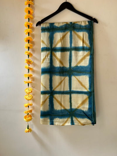 JAHANVI: Handmade Clamp Dyed- Ajrakh Modal Silk Saree