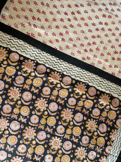 SARGAM : HANDBLOCK BAGRU PRINTED MODAL SILK SAREE