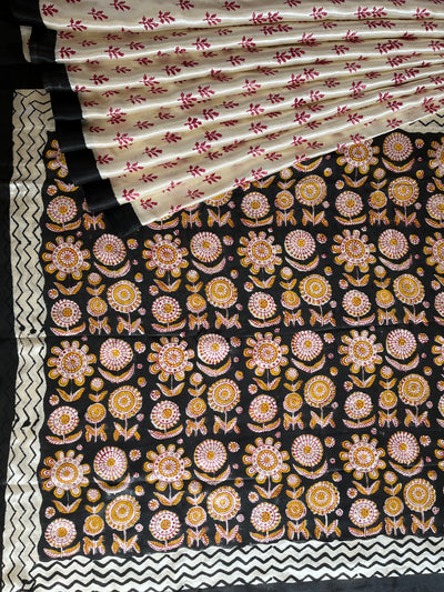 SARGAM : HANDBLOCK BAGRU PRINTED MODAL SILK SAREE