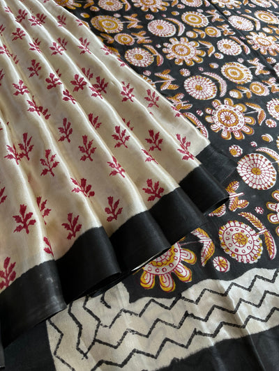 SARGAM : HANDBLOCK BAGRU PRINTED MODAL SILK SAREE