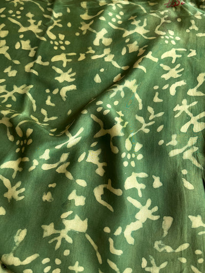 RADHA: HANDBLOCK BAGRU PRINTED ICE BLUE MODAL SILK SAREE