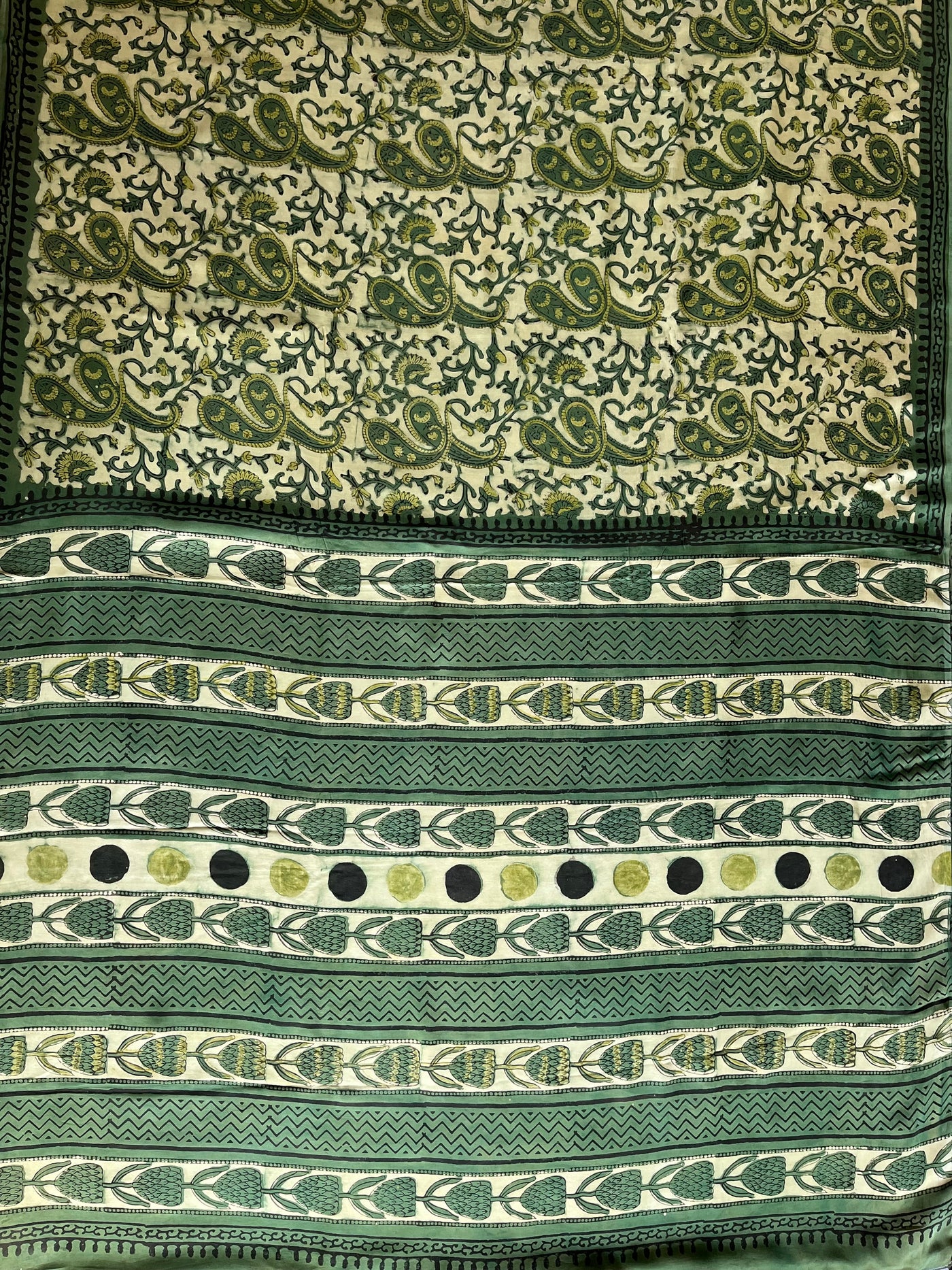RADHA: HANDBLOCK BAGRU PRINTED ICE BLUE MODAL SILK SAREE