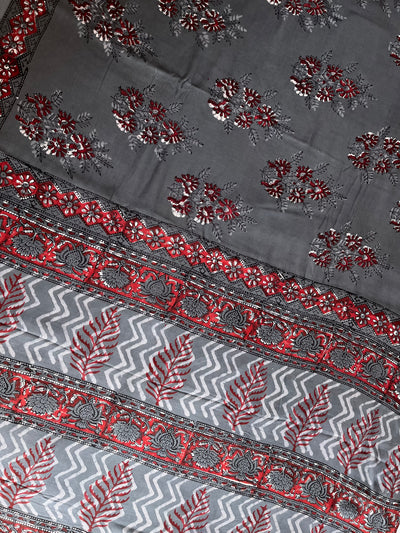 ANANDI: HANDBLOCK BAGRU PRINTED MODAL SILK SAREE