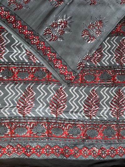 ANANDI: HANDBLOCK BAGRU PRINTED MODAL SILK SAREE