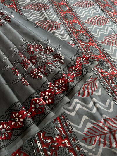 ANANDI: HANDBLOCK BAGRU PRINTED MODAL SILK SAREE