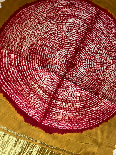 HUKUM :Handmade Shibori Dyed Modal Silk Tissue Pallu Saree