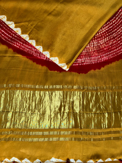 HUKUM :Handmade Shibori Dyed Modal Silk Tissue Pallu Saree