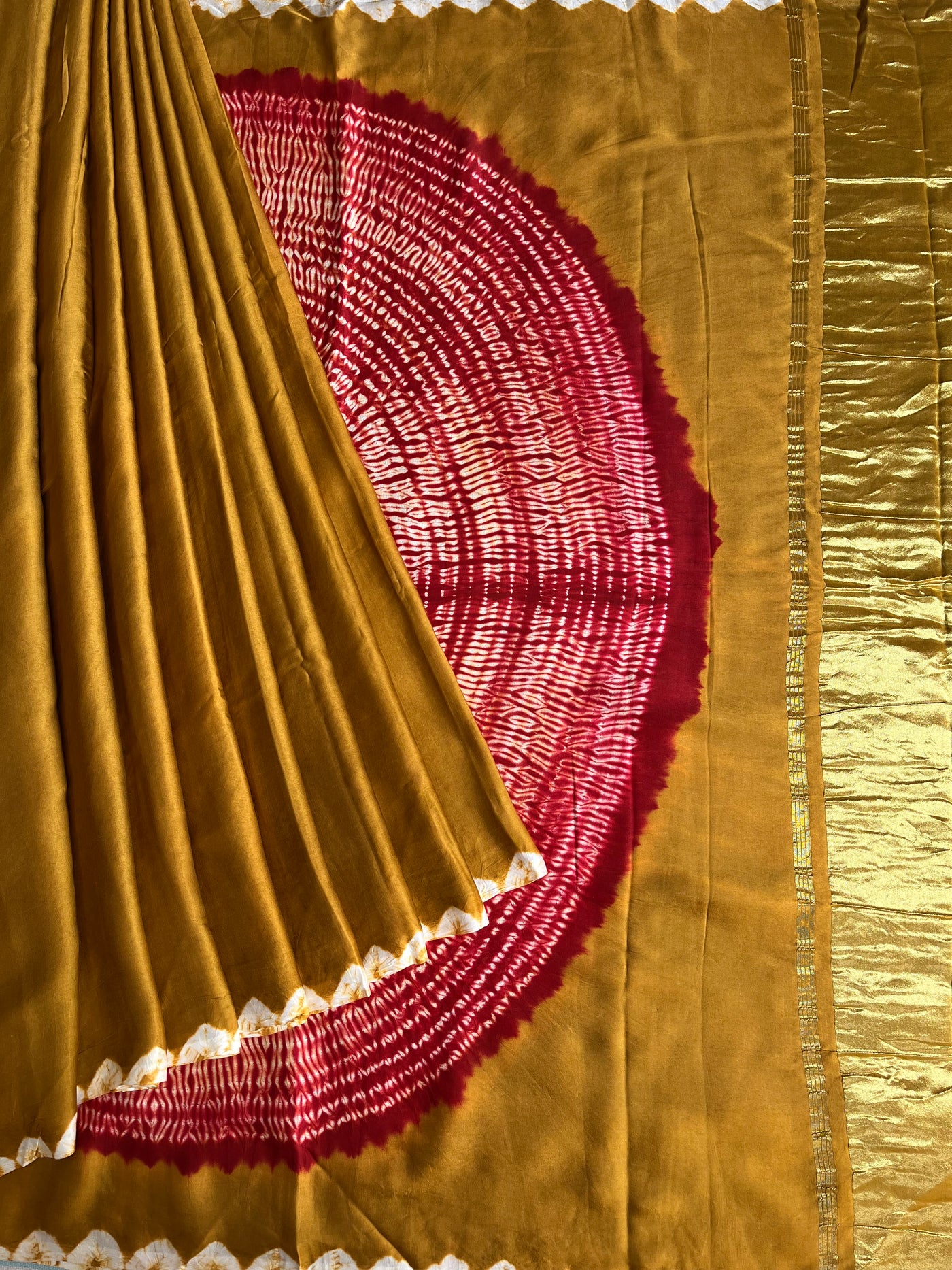 HUKUM :Handmade Shibori Dyed Modal Silk Tissue Pallu Saree