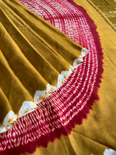 HUKUM :Handmade Shibori Dyed Modal Silk Tissue Pallu Saree