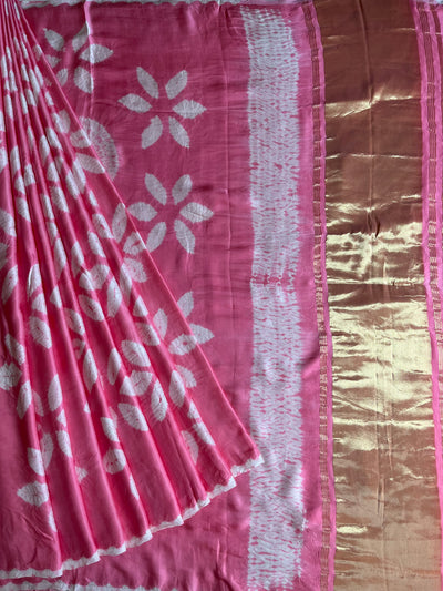 SUKMA: Handmade Modal Silk Saree with Tissue Pallu
