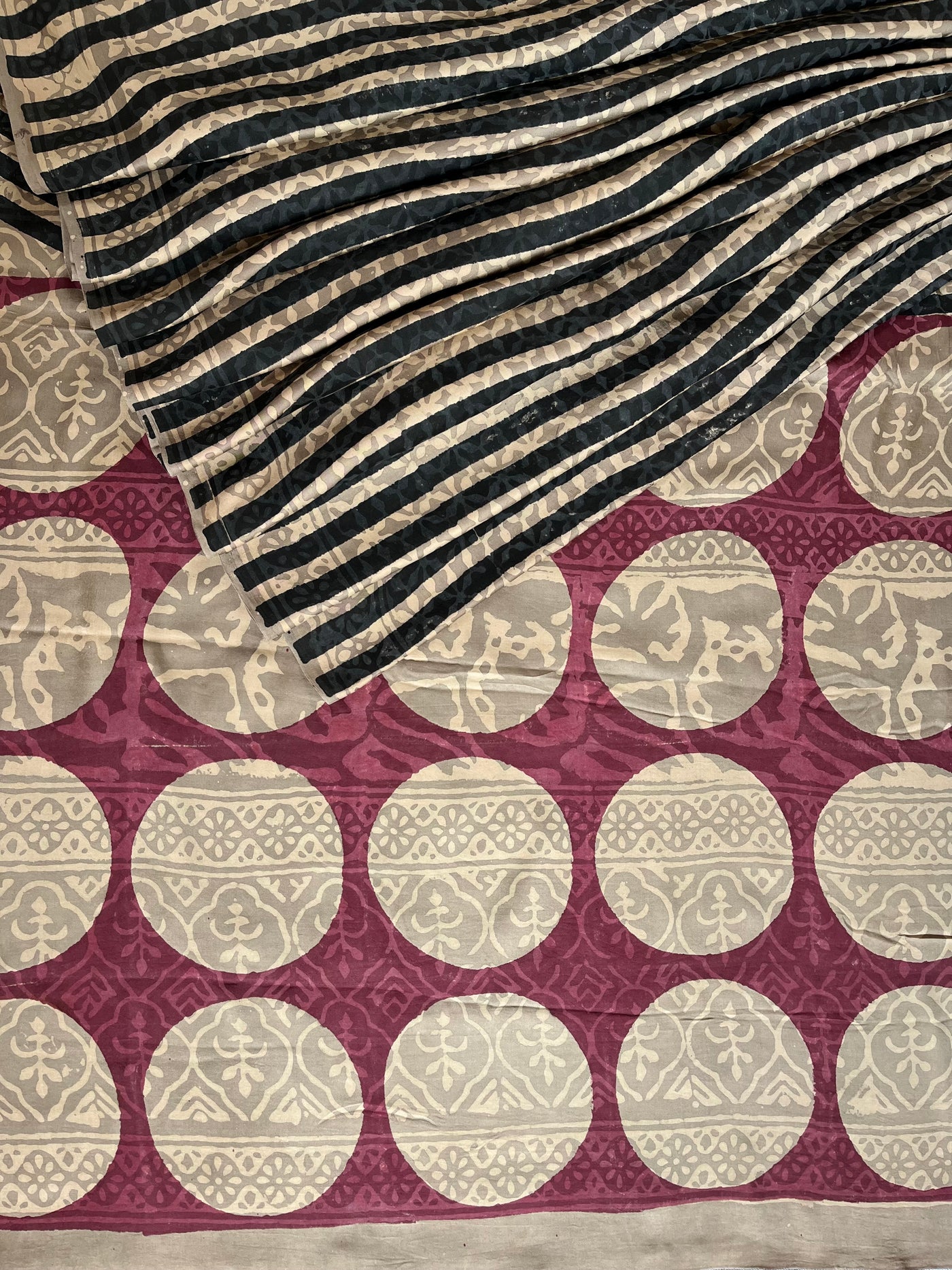 SNIGDHA: HANDBLOCK BAGRU PRINTED ICE BLUE MODAL SILK SAREE