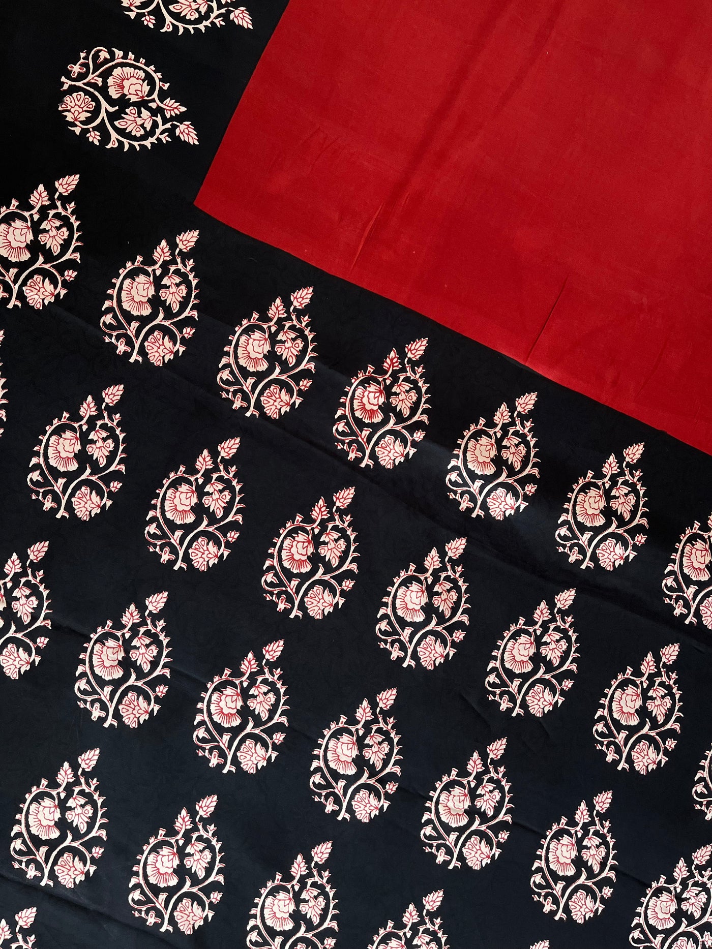 AARNA : HANDBLOCK BAGRU PRINTED MODAL SILK SAREE