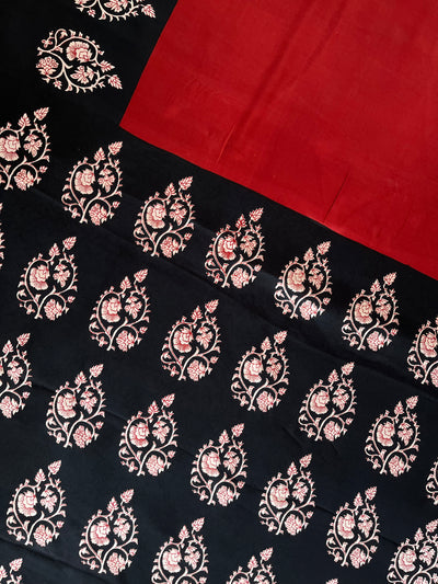 AARNA : HANDBLOCK BAGRU PRINTED MODAL SILK SAREE