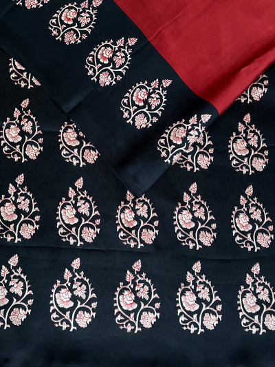 AARNA : HANDBLOCK BAGRU PRINTED MODAL SILK SAREE