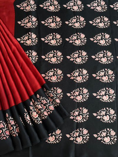 AARNA : HANDBLOCK BAGRU PRINTED MODAL SILK SAREE