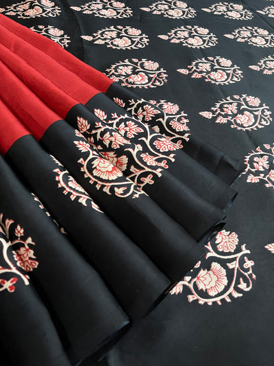 AARNA : HANDBLOCK BAGRU PRINTED MODAL SILK SAREE