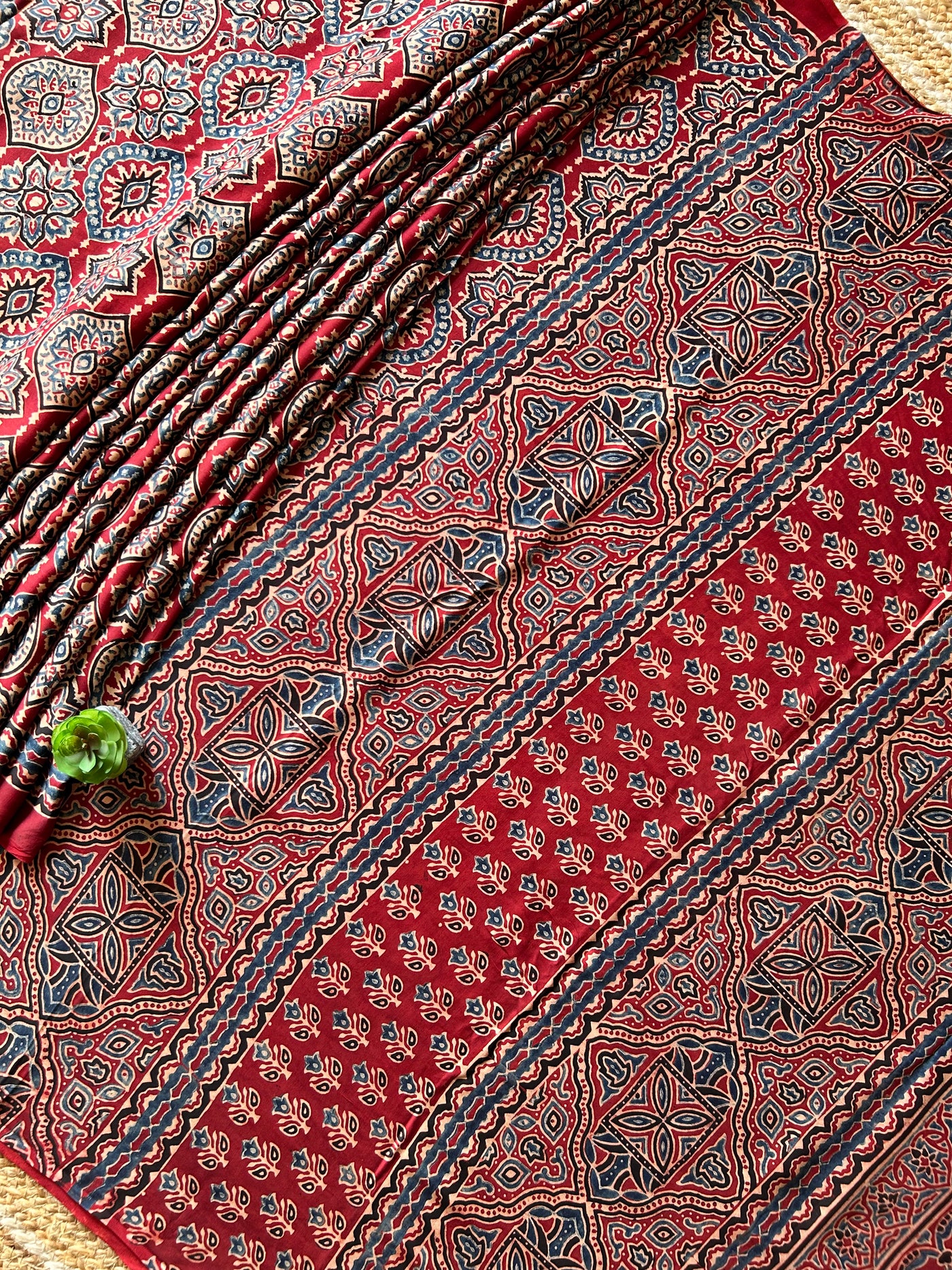 MRNALI:MADDER,HAND BLOCK AJRAKH MODAL SILK SAREE