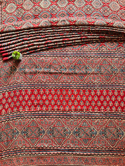 MRNALI:MADDER,HAND BLOCK AJRAKH MODAL SILK SAREE