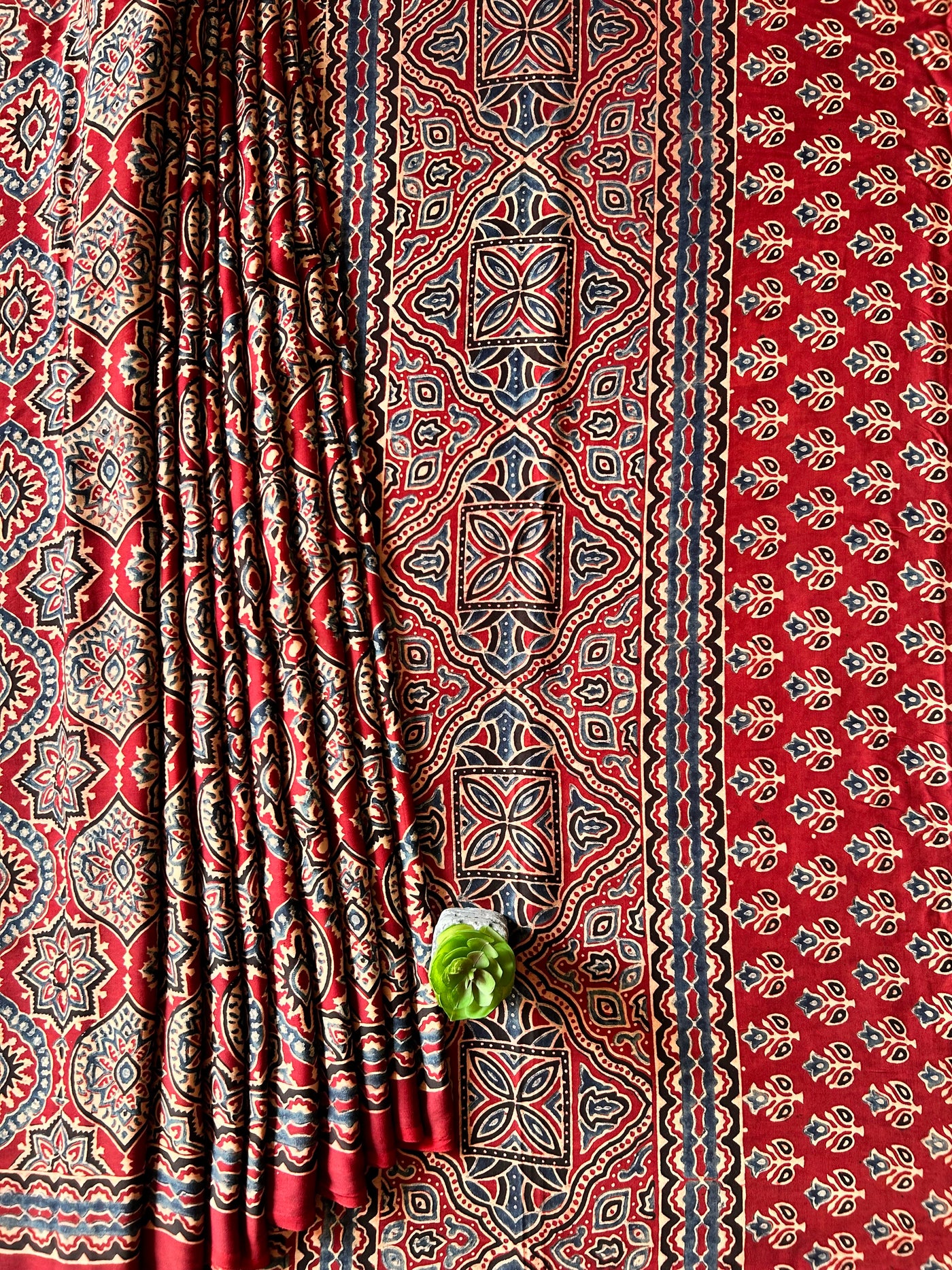 MRNALI:MADDER,HAND BLOCK AJRAKH MODAL SILK SAREE