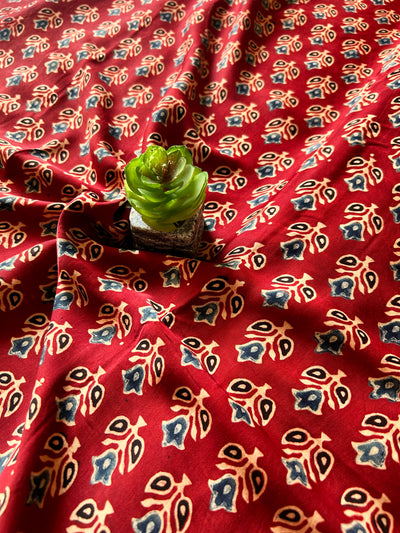 MRNALI:MADDER,HAND BLOCK AJRAKH MODAL SILK SAREE