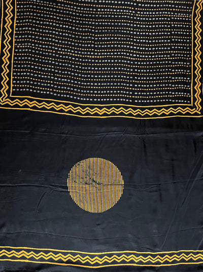 MUGDHA:BUTTERY CREAM,HANDBLOCK PRINTED BAGRU MODAL SILK SAREE