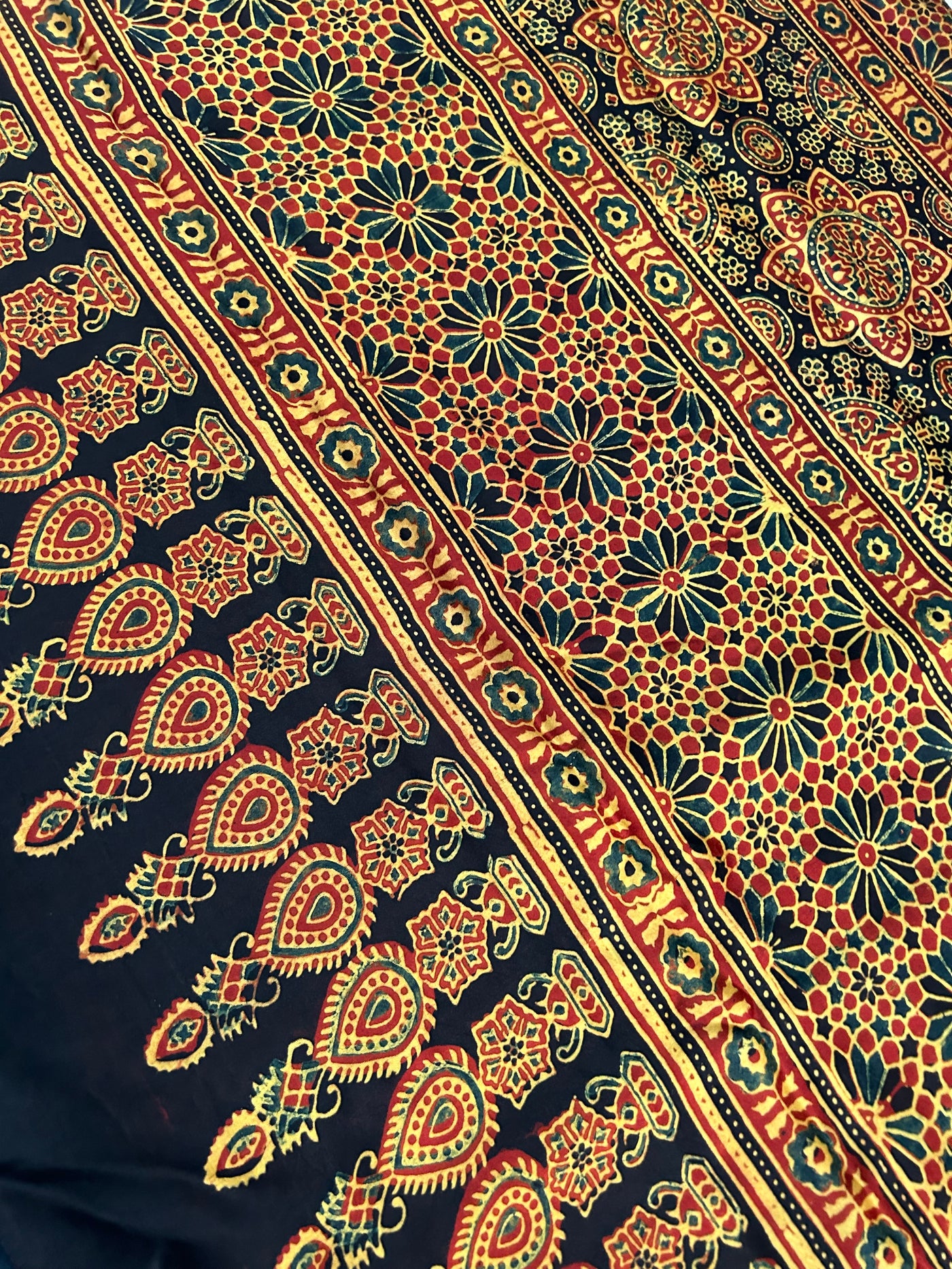 NYSHA: Handmade Clamp Dyed- Ajrakh Modal Silk Saree