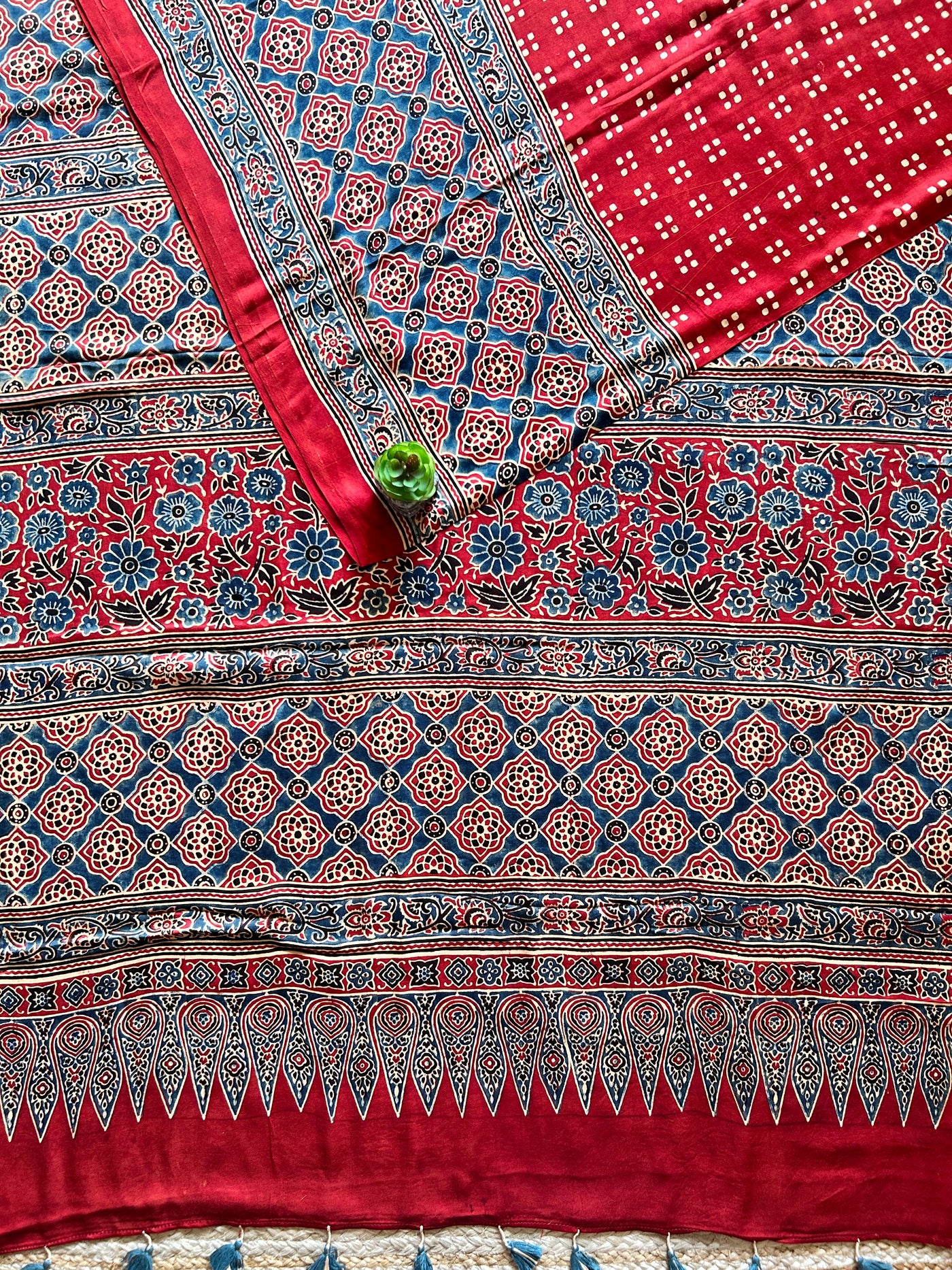 LALIMA:MADDER,HAND BLOCK AJRAKH MODAL SILK SAREE