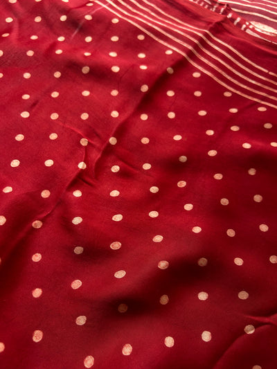 MADHUBALA: HANDBLOCK AJRAKH MODAL SILK SAREE