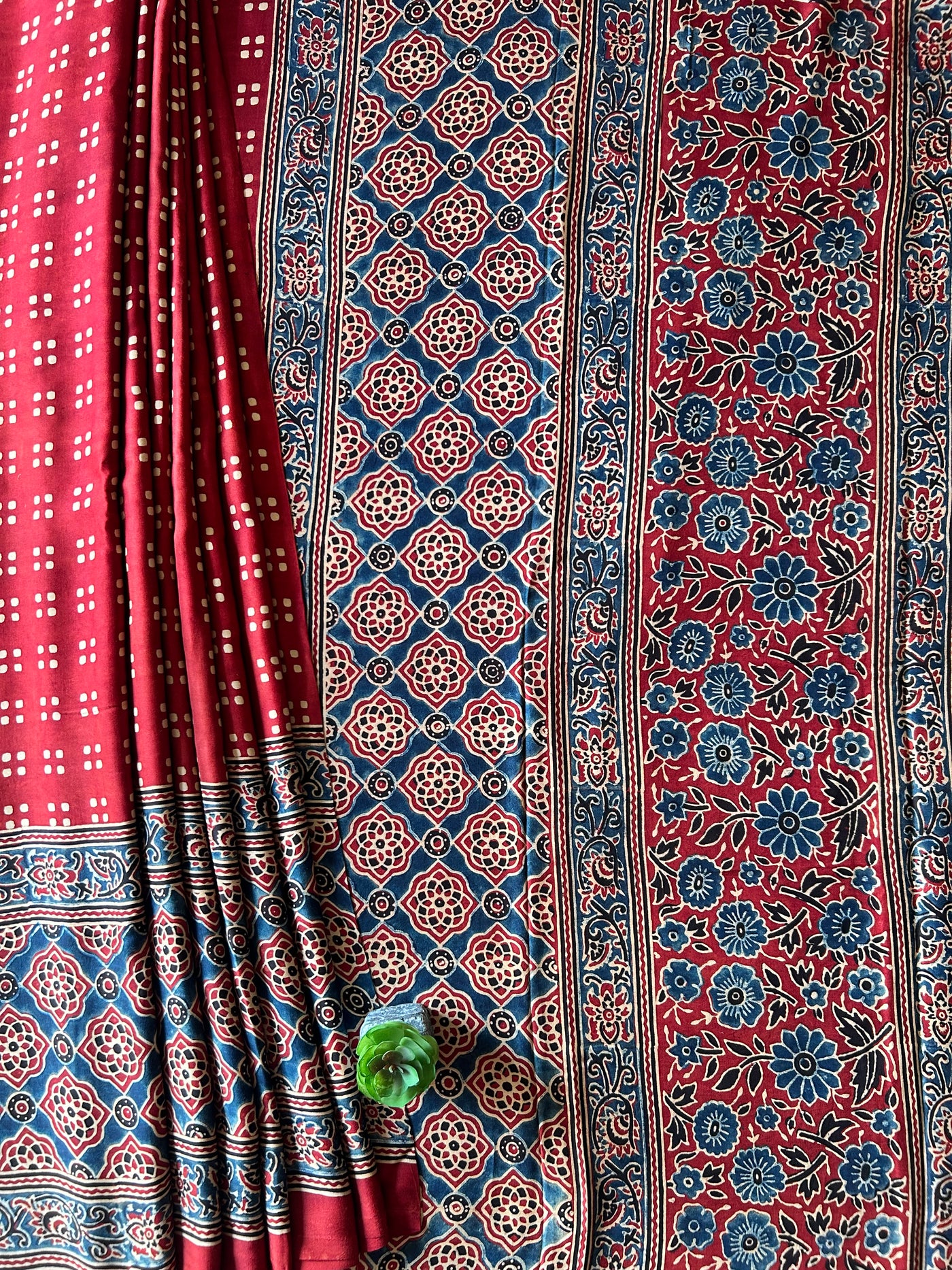 LALIMA:MADDER,HAND BLOCK AJRAKH MODAL SILK SAREE