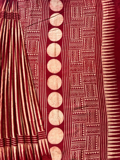 MADHUBALA: HANDBLOCK AJRAKH MODAL SILK SAREE