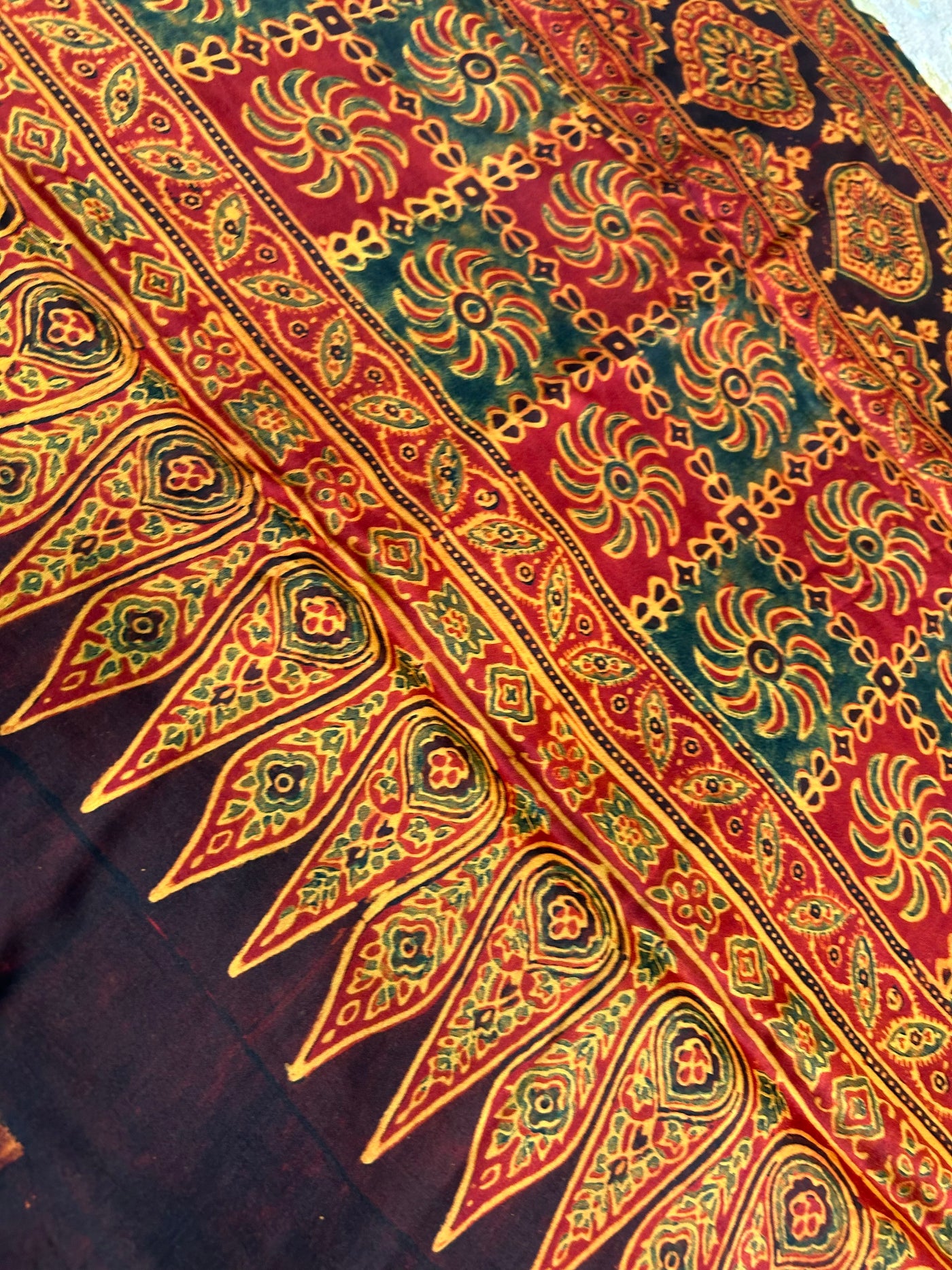 TAHIRA: Handmade Clamp Dyed- Ajrakh Modal Silk Saree