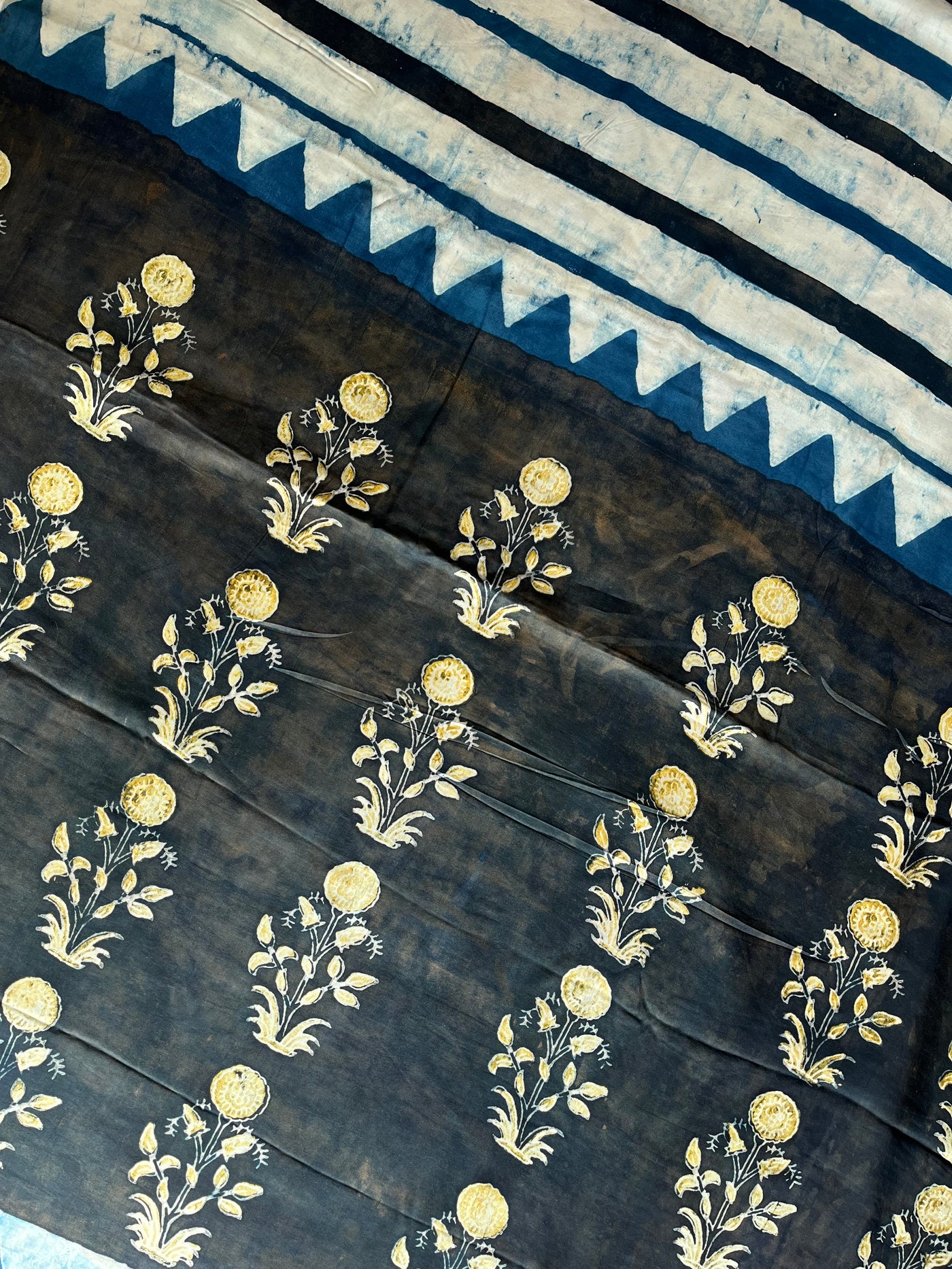 Mahi: HANDBLOCK BAGRU PRINTED MODAL SILK SAREE