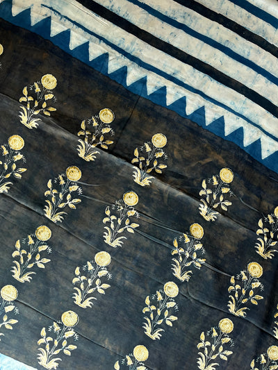 Mahi: HANDBLOCK BAGRU PRINTED MODAL SILK SAREE