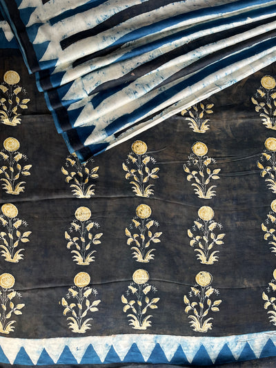 Mahi: HANDBLOCK BAGRU PRINTED MODAL SILK SAREE