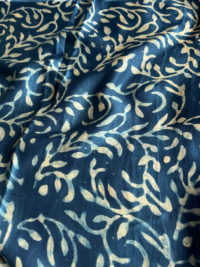 NAINA: HANDBLOCK BAGRU PRINTED ICE BLUE MODAL SILK SAREE