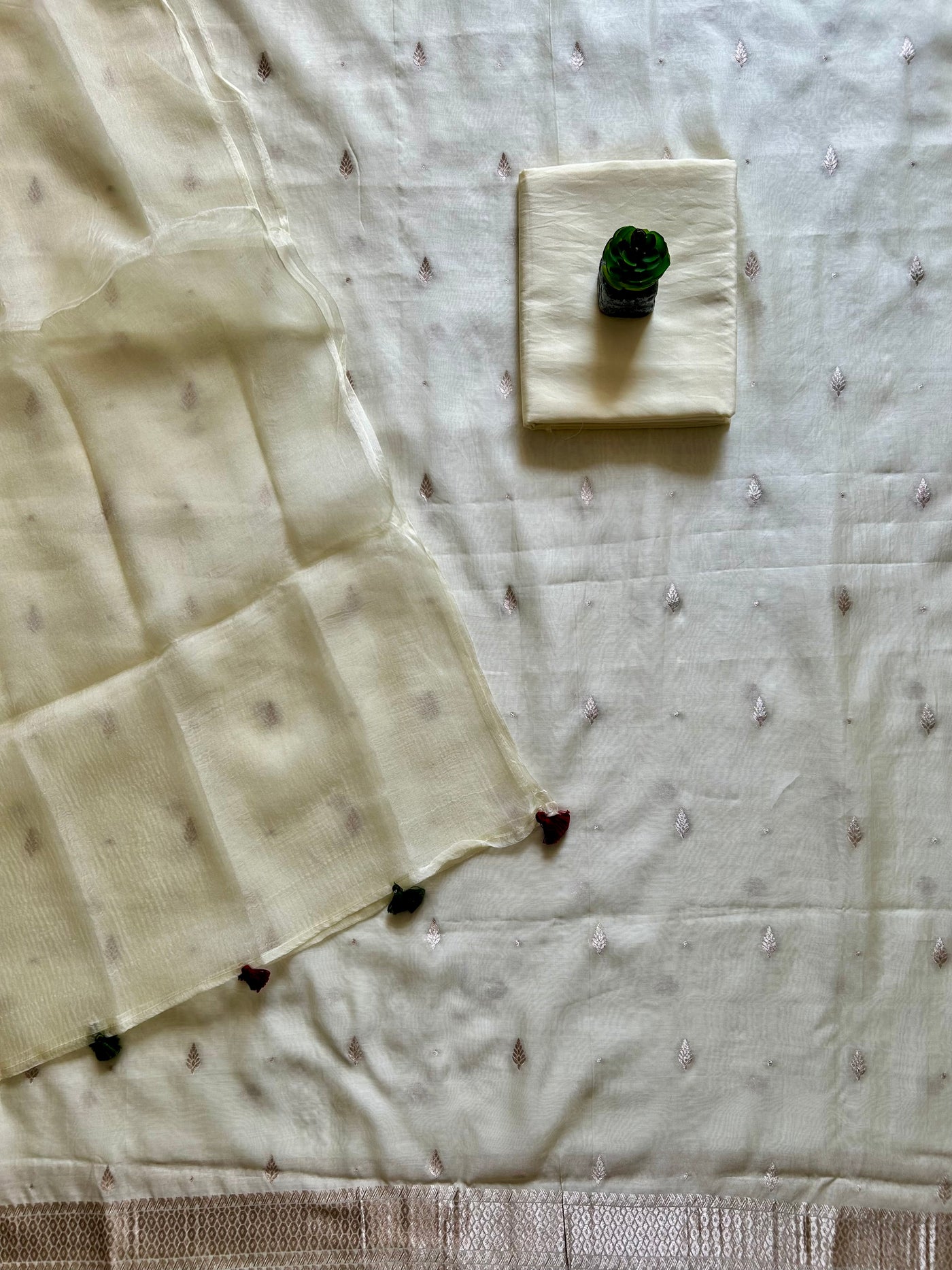 INDU: PARTYWEAR PURE SILK- LIVA EXCEL BANARASI 3 PIECE SUIT SET WITH SILK ORGANZA DUPATTA.