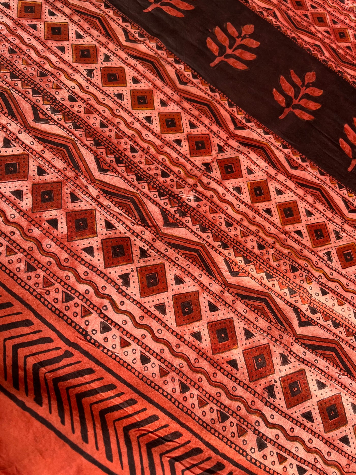 RUHANI: VIOLET,HANDBLOCK PRINTED DABU MODAL SILK SAREE